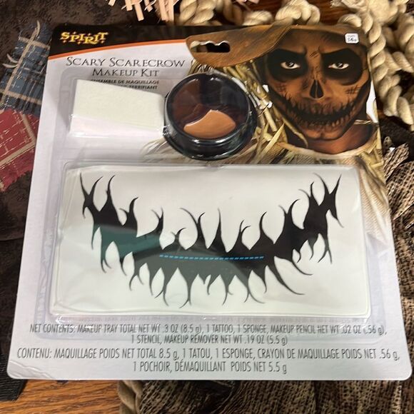 Creepy Scarecrow costume & tattoo’s & makeup for face Adult XL 12-14 Halloween - Picture 6 of 9